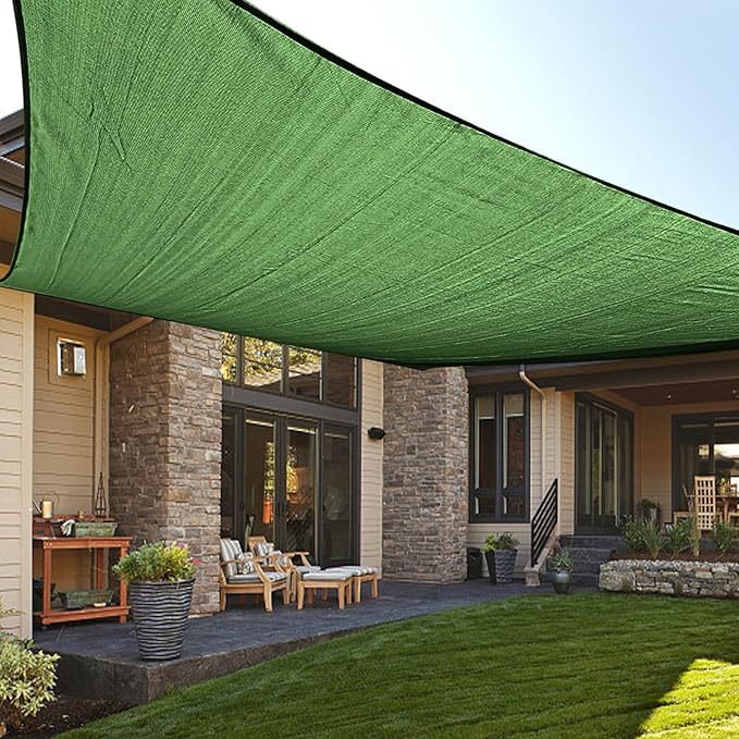 LOVE STORY Custom Size 10'x15' Piquant Green Sun Shade Sail Rectangle UV Block Canopy Patio Sail Sunshades Fabric for Outdoor Garden Carport (We Make Custom Size)
