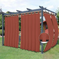 Easy-Going Outdoor Patio Curtains Detachable Tab Top Windproof Weatherproof Curtain for Cabana, Porch, Pergola and Gazebo, Tab Bottom Drape, 2 Panels, 54W x 120L inch, Terra Red