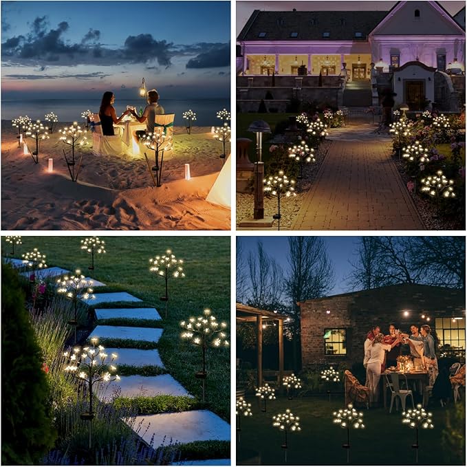 Solar Garden Lights Garden Decor, Solar Flowers Outdoor Decorative,2Pack 40LED Fairy Solar Lights Outdoor Waterproof Outside Yard,Patio,Pathway Decorations,Gardening Gifts for Women Mom