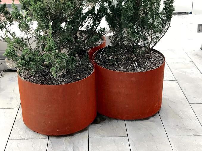 Plantercraft Large Round Corten Steel Planters for Outdoor Plants - 30x30 Inch Extra Large Outdoor Planter for Modern Patio, Deck, and Garden Landscapes