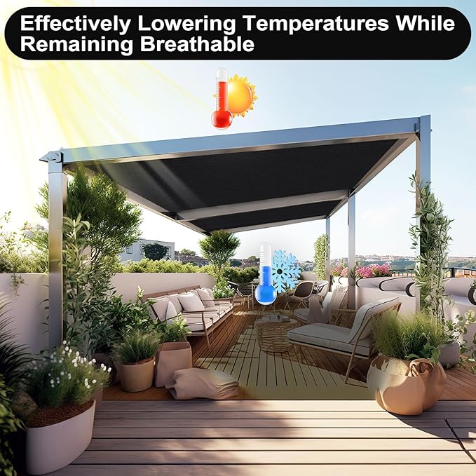 Artpuch 90% Sun Shade Cloth, 4 x 8 FT Pergola Shade Cover Canopy with Grommets, Sun Screen Fabric Tarp for Patio, Outdoor, Garden, Backyard, Black