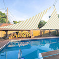 E&K Sunrise 17' x 17' x 17' Sun Shade Sail Triangle Canopy Shade Cover UV Block for Patio Backyard Garden Outdoor (Beige White Strip)