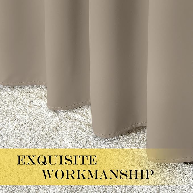 NICETOWN Patio Door Curtain Sound Blocking, Bedroom Privacy Room Divider Curtain, Thermal Insulated Blackout Closet Sliding Door Shade (1 Panel, 100" Wide x 120" Long, Taupe)