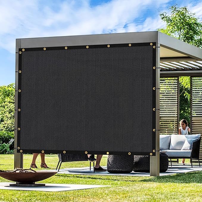 Artpuch Outdoor Pergola Shade Cover 8x22 FT Sun Shade Cloth with Grommets Black 90% UV Protection Canopy Patio Privacy Screen (Customized Available)