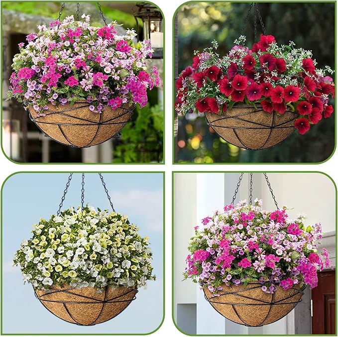 4 Pack 14 Inch Coconut Coir for Plants Natural Coco Fiber Liners for Hanging Planters Flower Basket Replacement Coco Coir Pots Liner for Outside Garden Plants Vegetables Herbs