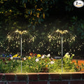 2 Pack Solar Firework Lights Outdoor - Verified 200 LED & 8 Modes - Starburst Solar Powered Garden Lights, Reinforced Durable Stakes, Waterproof Pathway Walkway Lights for Yard Patio Decor