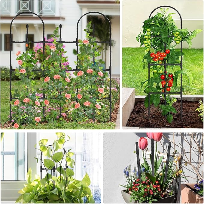 Trellis for Climbing Plants Outdoor,47.2" H Garden Trellis,Rustproof Garden Arch Trellis Cucumber Tomato Support Structure for Raised Bed