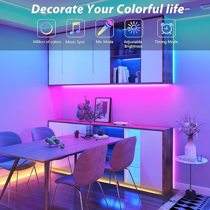 398ft (2*199ft) Outdoor Led Strip Lights Waterproof, Ip68 Outside Led Light Strip Waterproof with Remote and App Control, Exterior Led Rope Lights Music Syne RGB Strip Lights for Party Decor