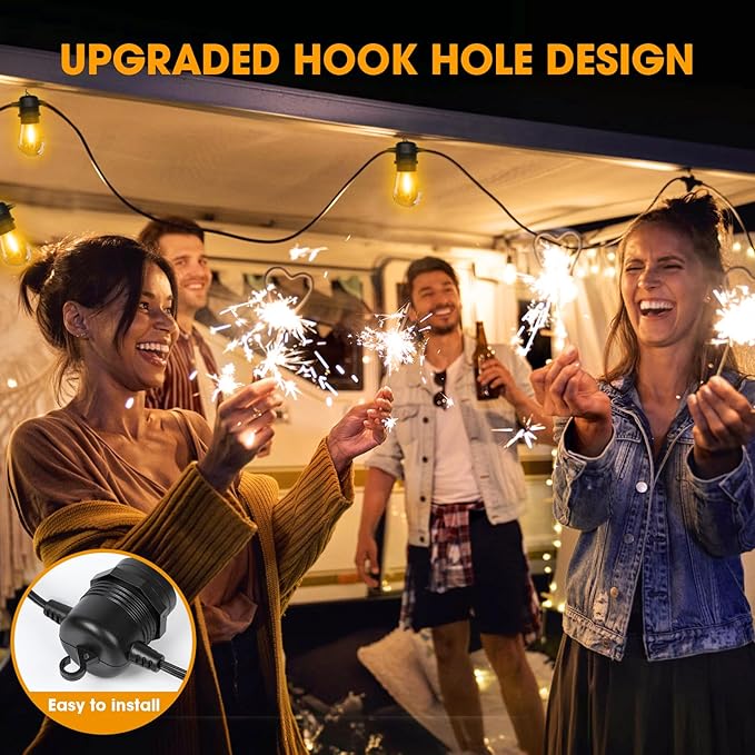 S14 LED Outdoor String Lights 150FT Patio Lights Outdoor Waterproof with 45+3 Shatterproof LED Bulbs, Hanging Backyard Lights for Outside Deck Patio Garden Balcony Decorations