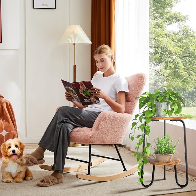2 Tier Wood Plant Stand Indoor, Small Round Flower Pot Stand, 19.6" Tall Single Plant Holder for Living Room, Balcony, Rustic Brown End Side Table（2 packs）