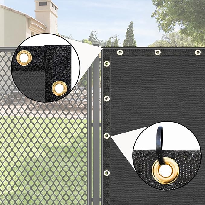UPGRADE Privacy Fence Screen 6'x34' Dark Grey Outdoor 90% Visibility Blockage 170 GSM Mesh Shade Cover Panels for Backyard,Balcony,Home Decoration with Zip Ties,Customized Avaliable