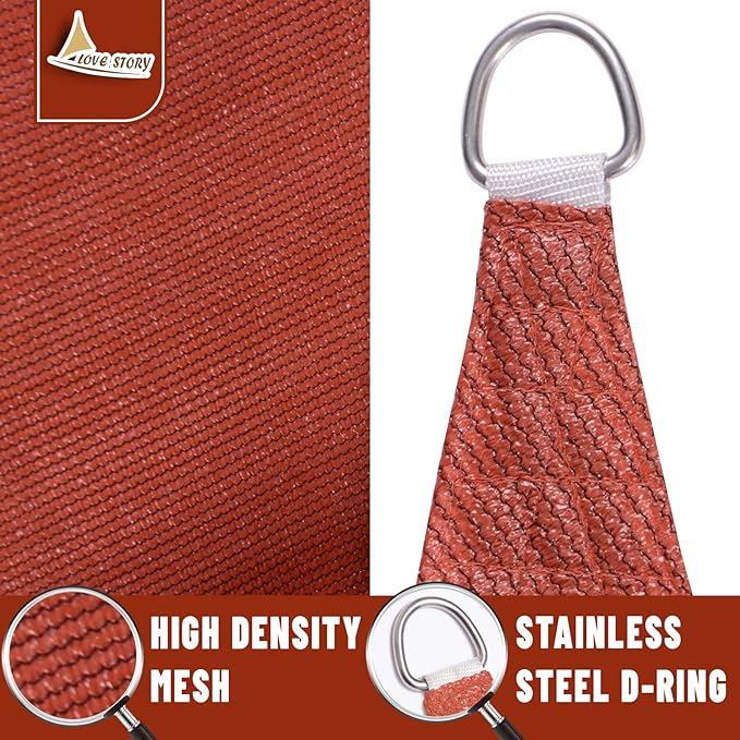 LOVE STORY Custom Size 12'x20'x23.3' Terra Red Sun Shade Sail Right Triangle Sunshade Fabric Awning Canopy for Patio Backyard Carport Pergola (Customized)