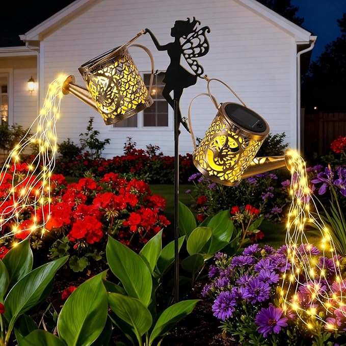 LOVERUIS Solar Watering Can Light - Solar Garden Light with 8 Color Changing Modes, IP65 Waterproof, Perfect Garden Decor for Outside, Patio, Wedding & Lawn Gift for Women, Mom, Grandma