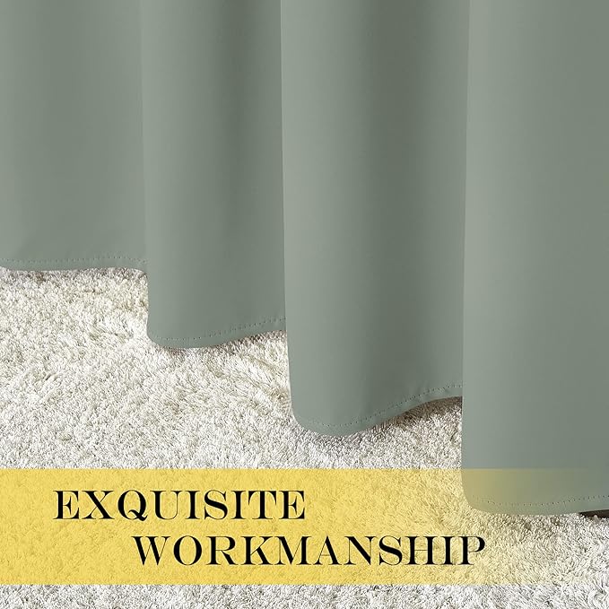 NICETOWN Blackout Sage Green Curtain for Windows 80 inch Long - Thermal Insulated Solid Grommet Room Darkening Drape Sound Reducing for Bedroom/Living Room (1 Panel, W46 x L80)