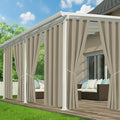 Patio Curtains Outdoor Waterproof - 6 Panels Privacy Weatherproof Outside Curtains with Grommets for Pergola, Gazebo, Porch, Cabana, Balcony, 54 x 95 Inch, Taupe