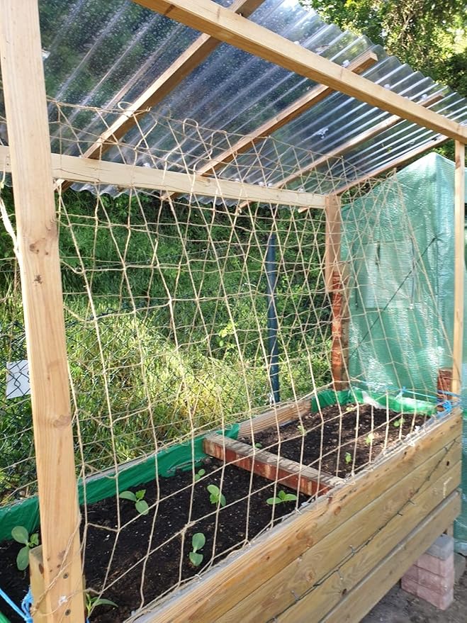 Jute Trellis Netting - Jute Netting for Garden, Heavy Duty Plant Support Netting for Climbing Plants, Cucumber, Vine, Fruits & Vegetables, Climbing Vining Plants (6.6 Ft x 9.8 Ft, 3.9 Inch Squares)