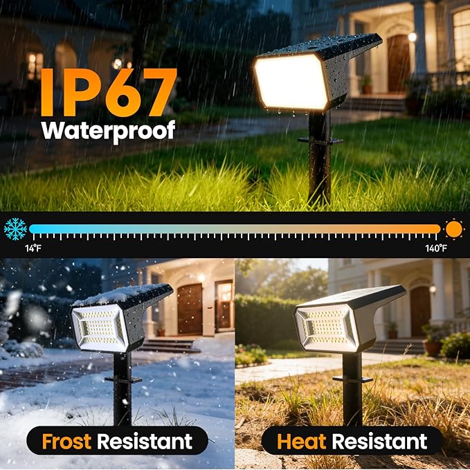 Fabrito Solar Spot Lights Outdoor 4 Pack, [108Leds, 4 Modes] Auto On/Off Spotlights, IP67 Waterproof Landscape Lights for Tree, Yard, Patio, Pool, Pathway, Driveway, Warm White