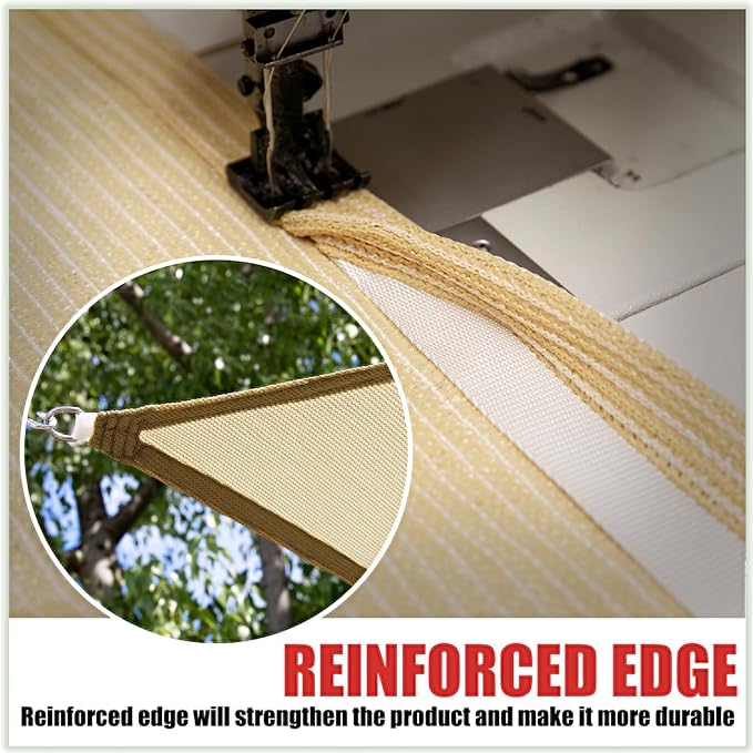 ColourTree TAPR1616 Custom Size 7' x 21' Beige Sun Shade Sail Canopy UV Block UPF50 Rectangle - Commercial Standard Heavy Duty - 190 GSM - 3 Years Warranty