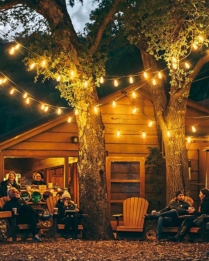 200FT LED Outdoor String Lights, 2700K LED Patio Lights Outdoor Waterproof with 100+4 Shatterproof Vintage Bulbs, Plug in Hanging Light for Porch, Backyard, Garden, Gazebo
