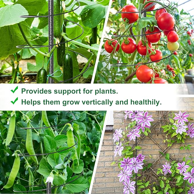 2 Pack Spiral Trellis for Climbing Plants Outdoor, 45 Inch Tall Heavy Duty Metal Garden Tower, Decorative Plant Support with Anti-Tip Stake,Rustproof for Clematis Pole Beans Cucumber Berry Vines Pots