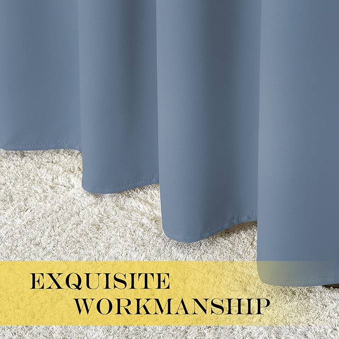 NICETOWN Bedroom Curtain Room Darkening Drapery 102 inches Length - Home Fashion Thermal Insulated Grommet Room Darkening Curtain for Living Room (Stone Blue, 1 Panel, 52 x 102 inches)