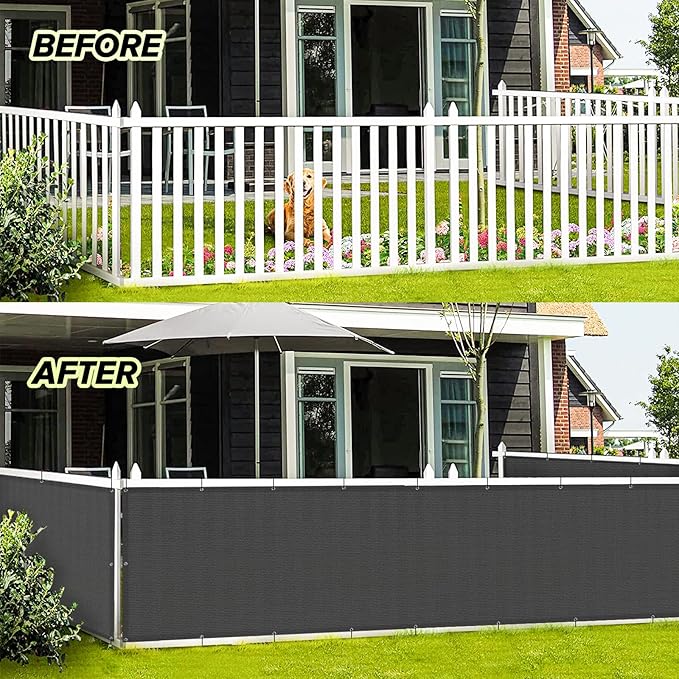LOVE STORY 3'x12' Dark Grey Balcony Screen Privacy Fence Cover UV Protection (HDPE) Weather-Resistant 3 FT Height Shield for Deck, Patio, Backyard, Outdoor Pool, Porch, Railing