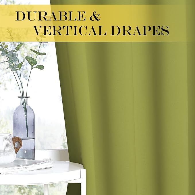 NICETOWN Blackout Curtains 54 Inches Long, Thermal Insulated Room Darkening Curtains for Bedroom, Window Treatment Drapes for Living Room Nursery (W66 x L54 Inch, Fresh Green, 1 Panel)