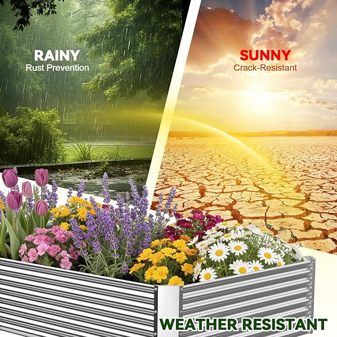 3 Pack Raised Beds for Gardening, Corrugated Galvanized Steel Raised Garden Bed, Outdoor Metal Above Ground Garden Bed for Vegetables and Flowers-4x2FT(Rectangular)
