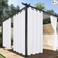 HolidayIdeas White Outdoor Curtains for Patio Waterproof, 4 Panels - 54 x 95 Inch - Privacy Protection & Light Filtering Curtains Grommet Outside Curtains for Porch, Gazebo, Pergola, Backyard