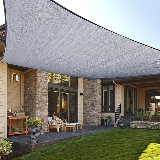 LOVE STORY Custom Size 4'x4' Silver Grey Sun Shade Sail Rectangle UV Block Canopy Patio Sail Sunshades Fabric for Outdoor Garden Carport (We Make Custom Size)