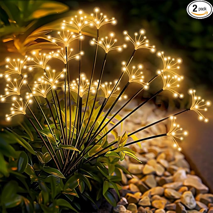 Solar Garden Lights 6 Pack Waterproof Swaying Starburst Light Solar Outdoor Lights for Yard Patio Walkway Pathway Party Wedding Decoration, Unique Gifts for Women, Warm White