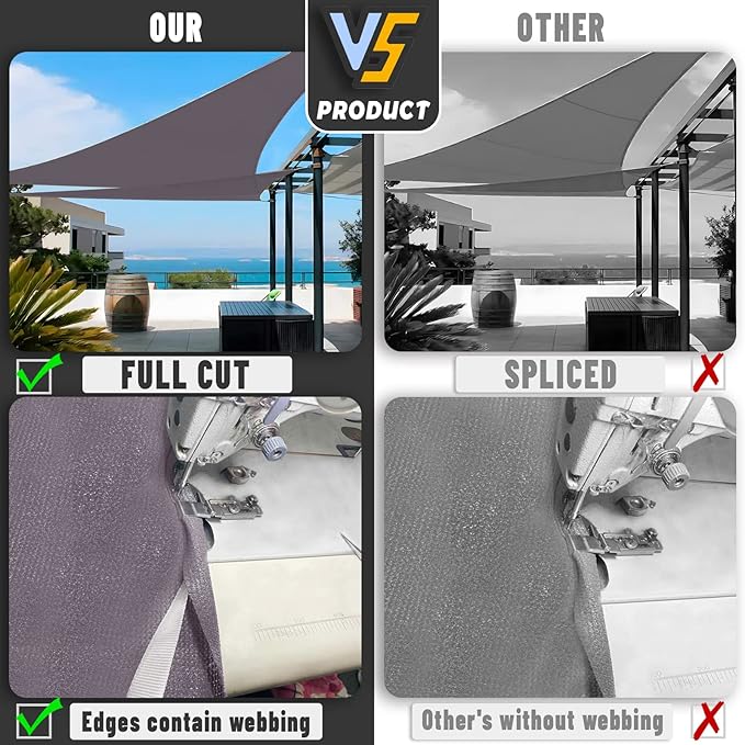 LOVE STORY Custom Size 6'x6'x6' Dark Grey Sun Shade Sail Triangle Sunhsade Fabric Awning Canopy for Patio Backyard Carport Pergola (Customized)