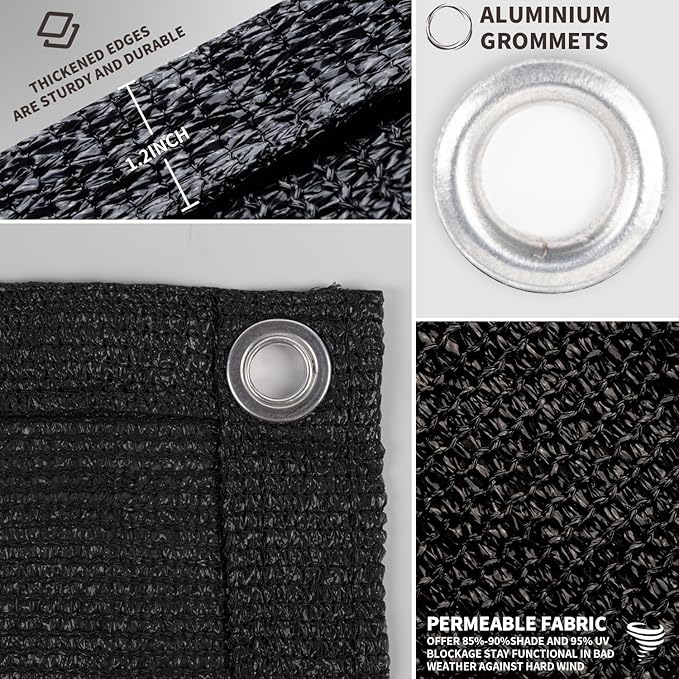 LOVE STORY Custom Size 3.3'x21' Black Balcony Privacy Screen,UV Block Privacy Fence Screen,90% Shield for Outdoor Pool Garden Apartment Railing