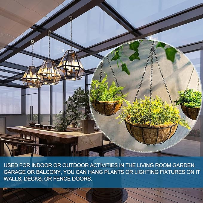 ONIKK Ceiling Hooks for Hanging Plants (2 PCS Gold), Heavy Duty Metal Plant Hooks, Screw in Hooks for Hanging Birdfeeders, Lamps, Planters, Indoor Outdoor Wall Baskets Hooks up to 33 lbs