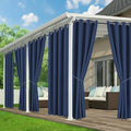 Outdoor Curtains for Patio Waterproof - 6 Panels Privacy Weatherproof Outside Curtains with Grommets for Pergola, Gazebo, Porch, Cabana, Balcony, 54 x 84 Inch, Navy