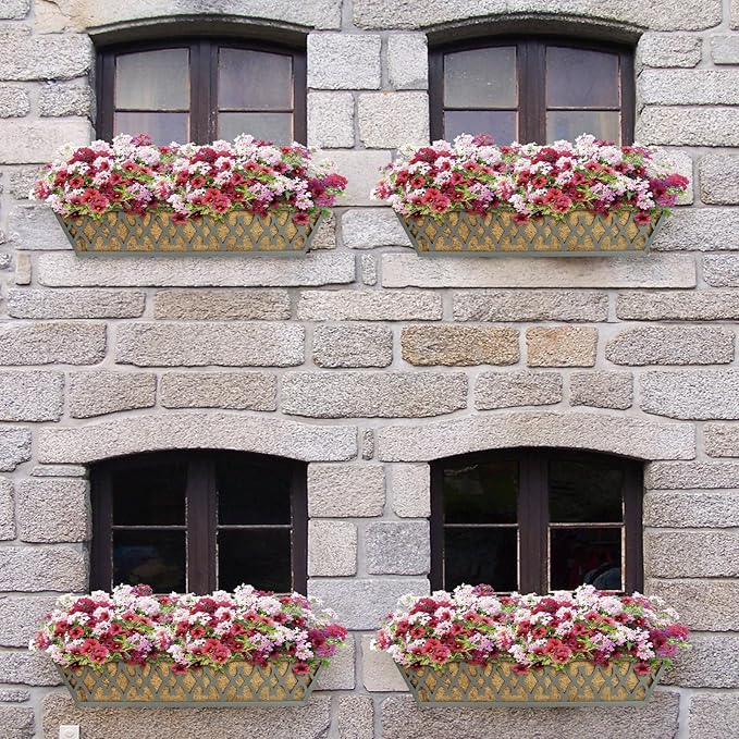 2 Pack 30 Inch Window Boxes Planters Railing Planter Box with Adjustable Brackets for Porch Fence Patio Balcony Hanging Flower Baskets with Coco Liners for Outdoor Garden Decor - Dark Grey