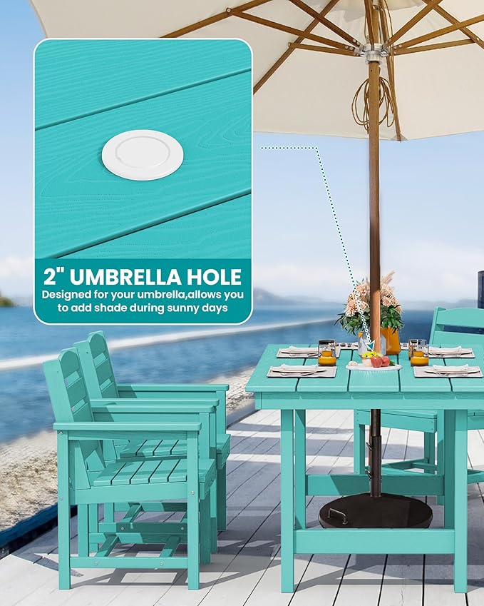 SERWALL Patio Dining Sets for 6 Person, HDPE Dining Set with 6 Armless Chairs, Aruba