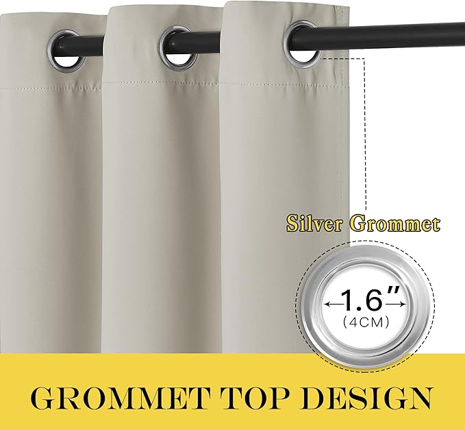 NICETOWN Blackout Bedroom Door Curtain - Grommet Window Treatment Thermal Insulated Light & Sound Reducing Room Darkening Privacy Drape for Doorway (Natural, 1 Panel, W66 x L66)