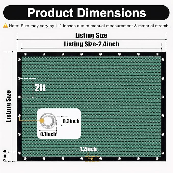 Artpuch 90% Sun Shade Cloth, 10 x 20 FT Pergola Shade Cover Canopy with Grommets, Sun Screen Fabric Tarp for Patio, Outdoor, Garden, Backyard, Green