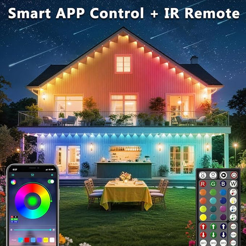 100FT Permanent Outdoor Lights for House Waterproof, IP67, Outdoor Permanent led Lights for Holidays, Daily & Pool Party Decor, Scene Modes, App/Remote Control