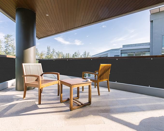 LOVE STORY 3'x12' Black Balcony Screen Privacy Fence Cover UV Protection (HDPE) Weather-Resistant 3 FT Height Shield for Deck, Patio, Backyard, Outdoor Pool, Porch, Railing