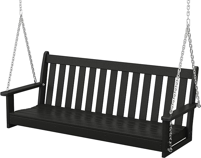 POLYWOOD GNS60BL Vineyard 60" Outdoor Swing, Black