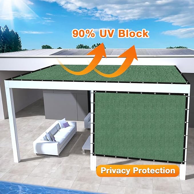 Artpuch Outdoor Pergola Shade Cover 9' X 24' Sun Shade Cloth with Grommets, 90% UV Protection Canopy Patio Privacy Screen (Customized Available) GN107, Green