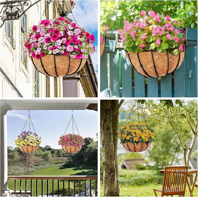 Y&M 2pcs 18“ Round Coconut Fiber Liner, 18'' Coco Liner Pre-Formed Replacement for Wall Hanging Planter Basket