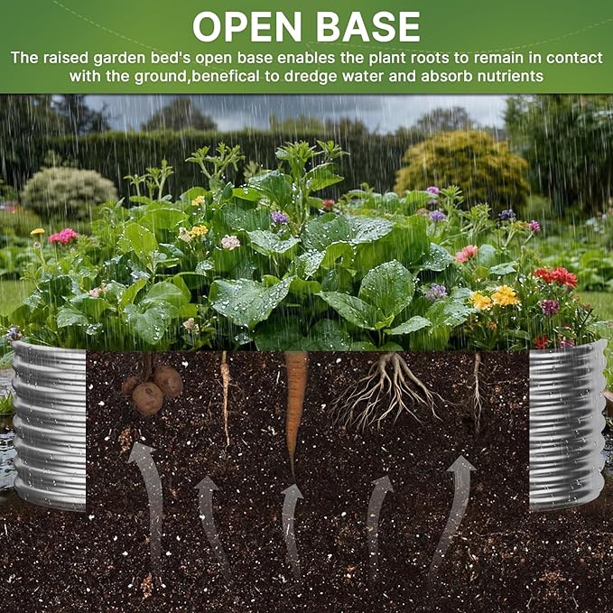 3 PCS Galvanized Raised Garden Bed Outdoor, Metal Garden Bed for Vegetables, Above Ground Garden Box for Flower, Steel Raised Beds for Gardening - 3x2ft
