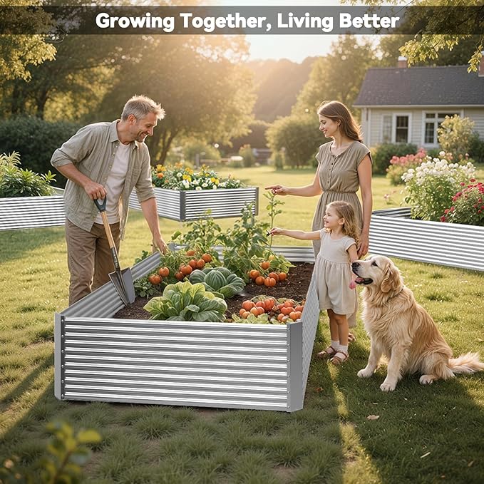 2 Pack Tall 6x3FT Raised Beds for Gardening, Corrugated Galvanized Steel Raised Garden Bed, Outdoor Metal Above Ground Garden Bed for Vegetables and Flowers(Rectangular)