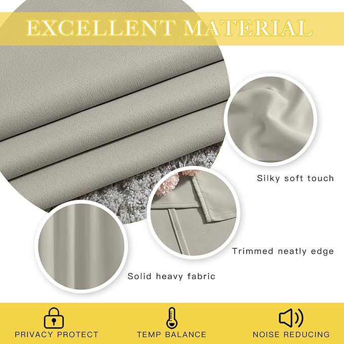 NICETOWN Room Divider Curtain for Bedroom, Grommet Patio Door Curtain Sound Dampening Thermal Insulated Wide Window Drape for Sliding Door (Natural, W80 x L84, 1 Panel)