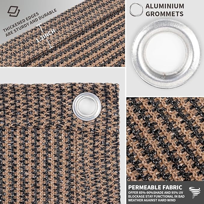 LOVE STORY Custom Size 3.3'x20' Brown Balcony Privacy Screen,UV Block Privacy Fence Screen,90% Shield for Outdoor Pool Garden Apartment Railing