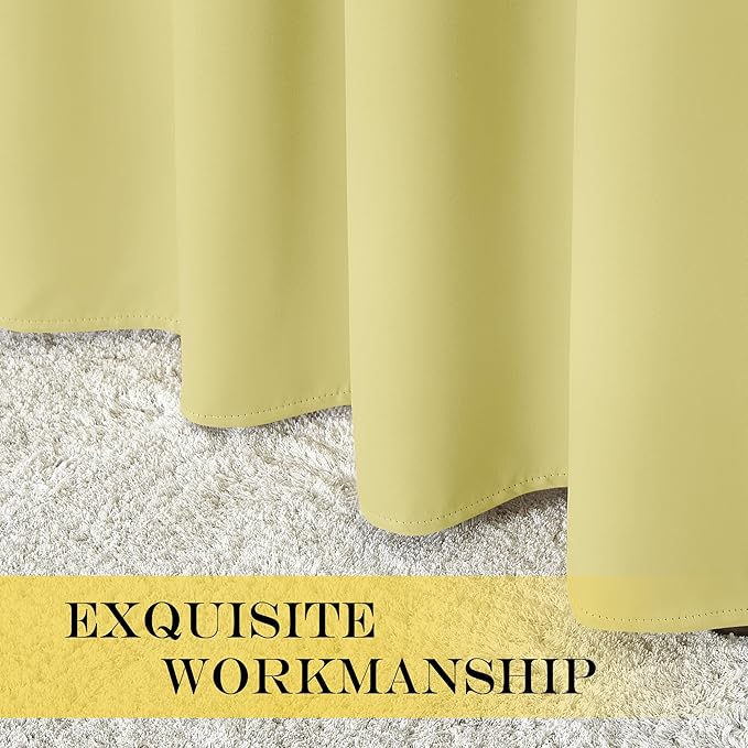 NICETOWN Patio Blackout Curtain Panels - Extra Wide Sliding Door Thermal Insulated Drape, Privacy Room Divider Curtain for Bedroom Office (Paler Yellow, 66 x 118 Inch Long)
