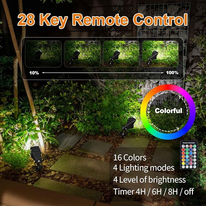 RGB Hallowmas Outdoor SpotLights with Timer(4/6/8H), 10W Metal case Color Changing Spot Light Outdoor Garden Yard Lawn Landscape Spot Lights IP65 Waterproof, 1 Lights